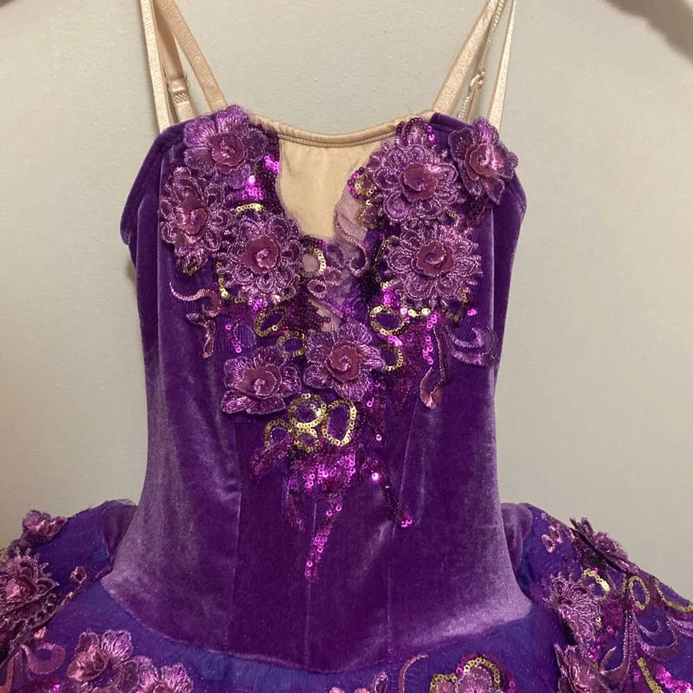 Costume Gallery Childs Large 10-14 Purple Professional Ballerina Tutu Leotard